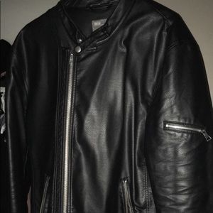 Men’s large leather biker jacket